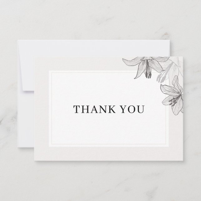 Classic Illustrated Floral Lilies Thank You Card (Front)
