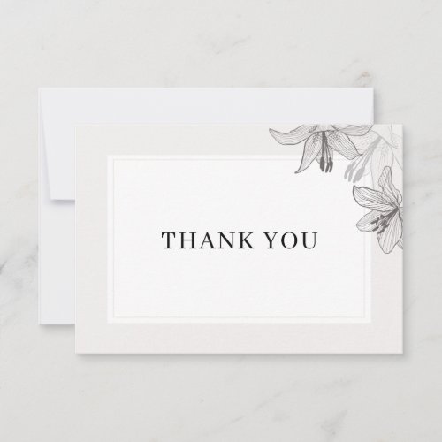 Classic Illustrated Floral Lilies Thank You Card