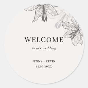 Classic Illustrated Floral Lilies welcome Round Sticker