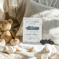 Classic in the Making Blue Vintage Car Baby Shower
