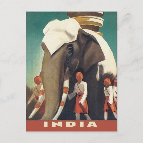 Classic India vintage travel poster illustration Postcard