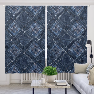 Classic Indigo Diamond Stitch Denim Pattern Blackout Curtains