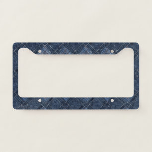 Classic Indigo Diamond Stitch Denim Pattern License Plate Frame