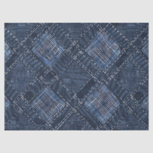 Classic Indigo Diamond Stitch Denim Pattern Tissue Paper