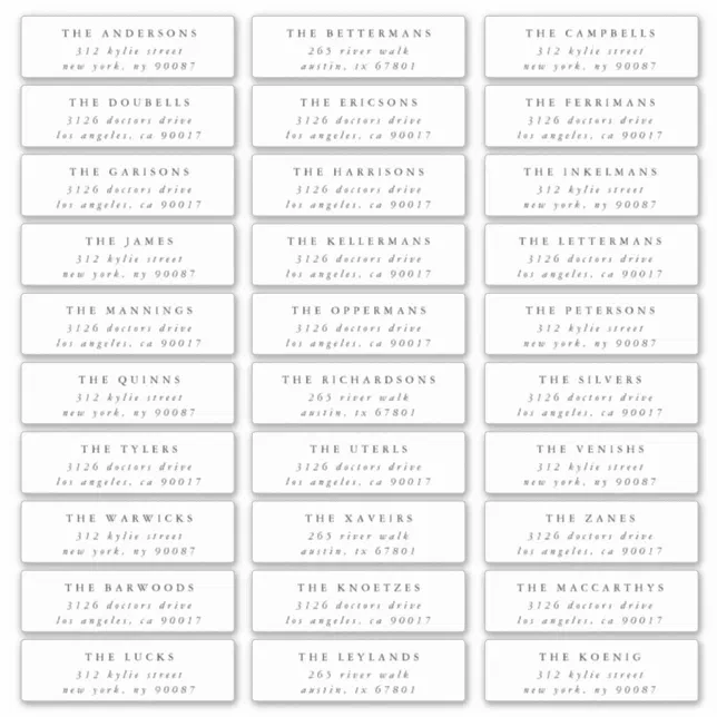 Classic Individual Black White Guest Address Sticker | Zazzle