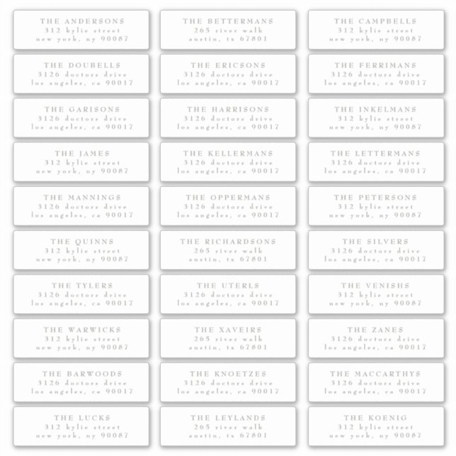 Classic Individual Sage Green White Guest Address Sticker (Front)