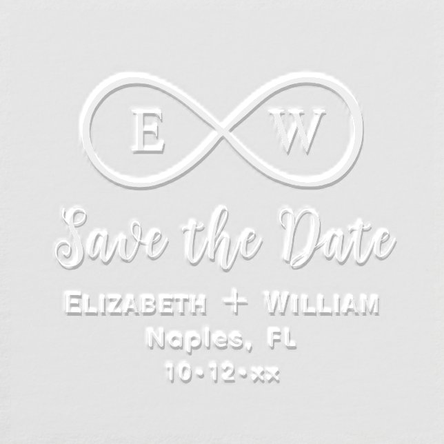 Classic Infinity Monogram Wedding Save the Date Embosser (Design)