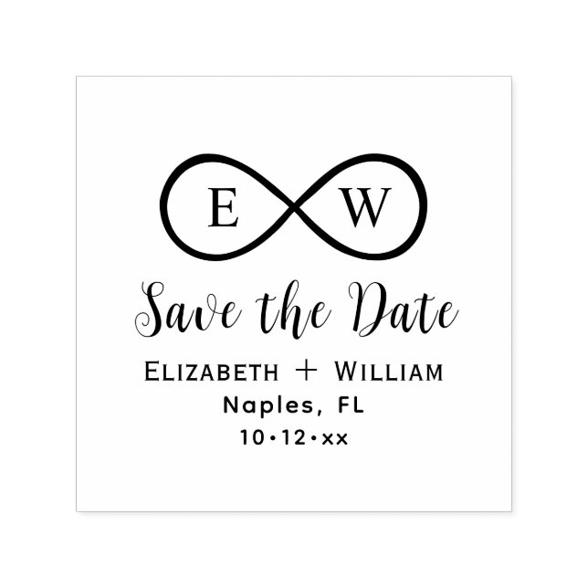 Classic Infinity Monogram Wedding Save the Date Self-inking Stamp (Design)