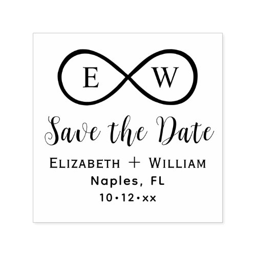 Classic Infinity Monogram Wedding Save the Date Self_inking Stamp