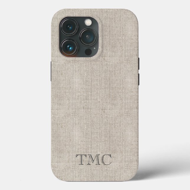 Classic INITIALS Luxury Natural Linen Fabric Tech Case-Mate iPhone Case (Back)
