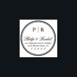 Classic Initials Round Wedding Return Address Rubber Stamp<br><div class="desc">Easily personalize these custom Classic Initials Round Wedding Return Address rubber stamps with your own names and address. To customize these rubber stamps, click on "Personalize this template" and change the text in the boxes provided. Available with different ink pad colors (not included) in square sizes 1 inch, 2 inch,...</div>