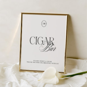 Classic Ink & Soft White Cigar Bar Wedding Sign