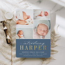 Classic Introduction Foil Photo Birth Announcement