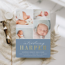 Classic Introduction Foil Photo Birth Announcement