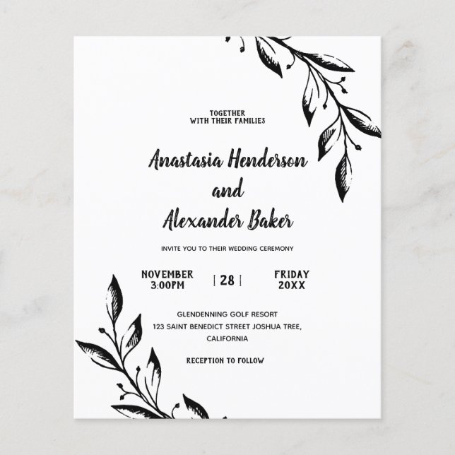 Classic Invitation to wedding ceremony. Flyer (Front)