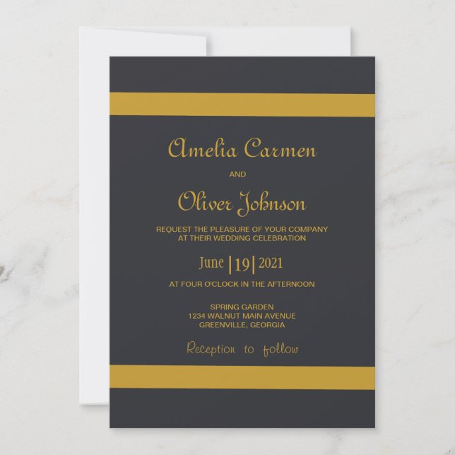 Classic invitation with a navy blue and Gold (Front)