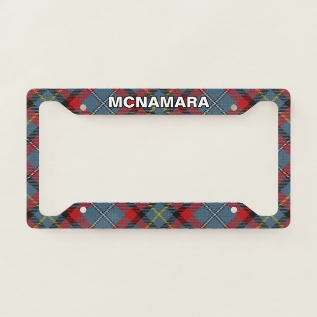 Classic Irish Clan McNamara Family Tartan Plaid License Plate Frame (Front)