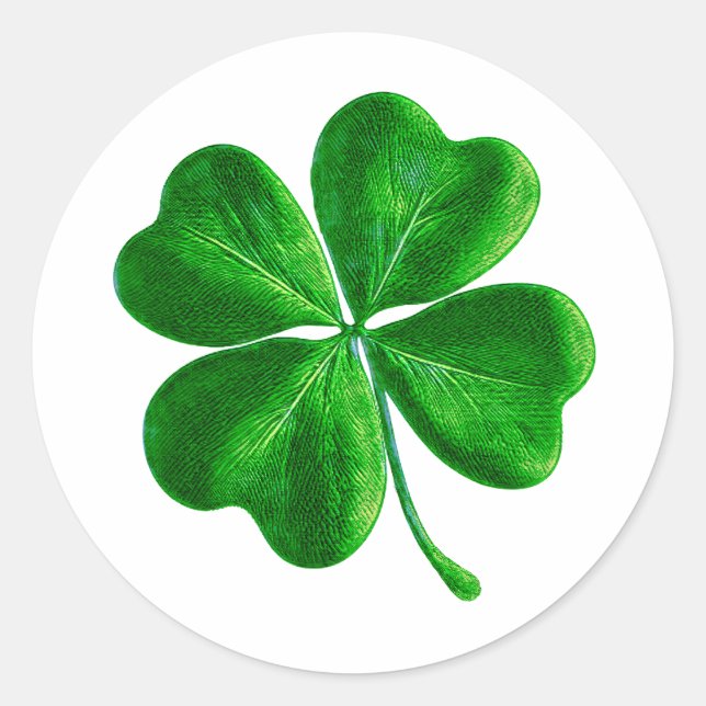 Classic Irish four leaf Clover Round Sticker (Front)