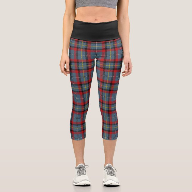 Classic Irish McNamara Family Tartan Plaid Capri Leggings (Front)