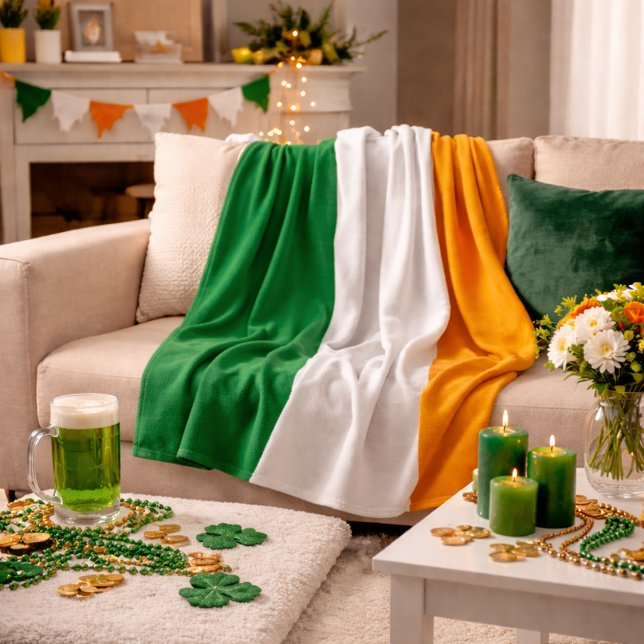 Classic Irish Tricolor Inspired  Fleece Blanket (Creator Uploaded)