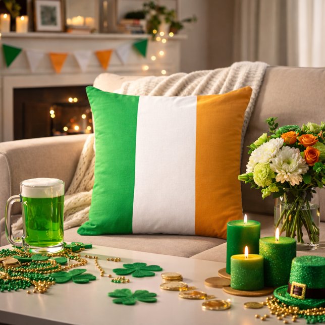 Classic Irish Tricolor Inspired  Throw Pillow (Creator Uploaded)