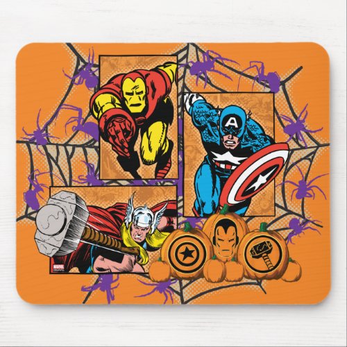Classic Iron Man Captain America  Thor In A Web Mouse Pad