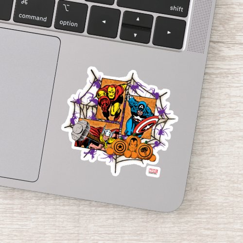Classic Iron Man Captain America  Thor In A Web Sticker