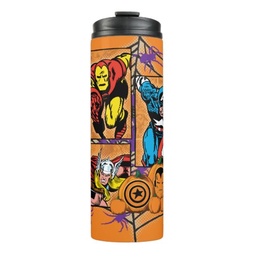 Classic Iron Man Captain America  Thor In A Web Thermal Tumbler