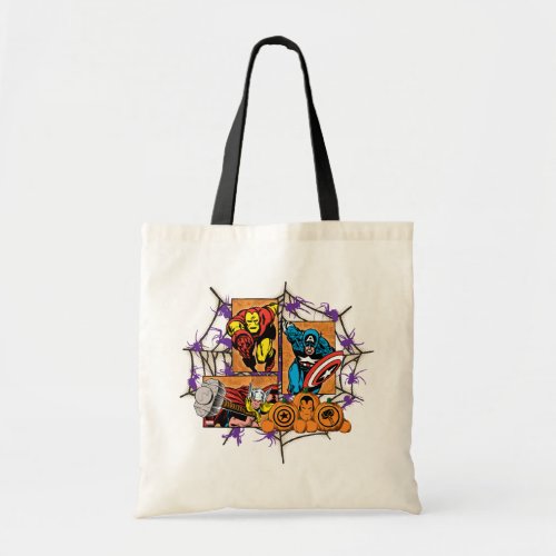 Classic Iron Man Captain America  Thor In A Web Tote Bag