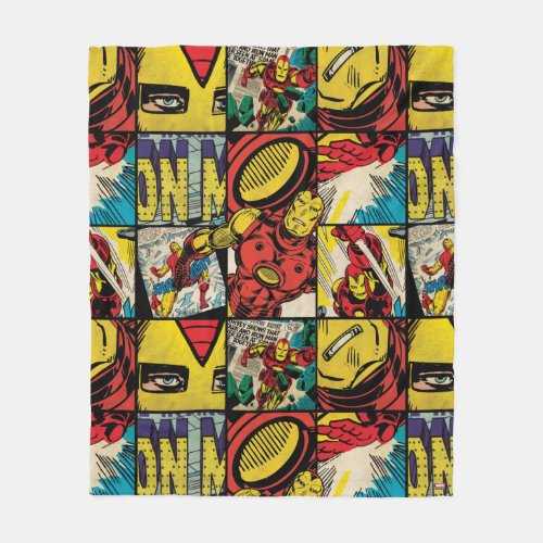 Classic Iron Man Comic Book Pattern Fleece Blanket