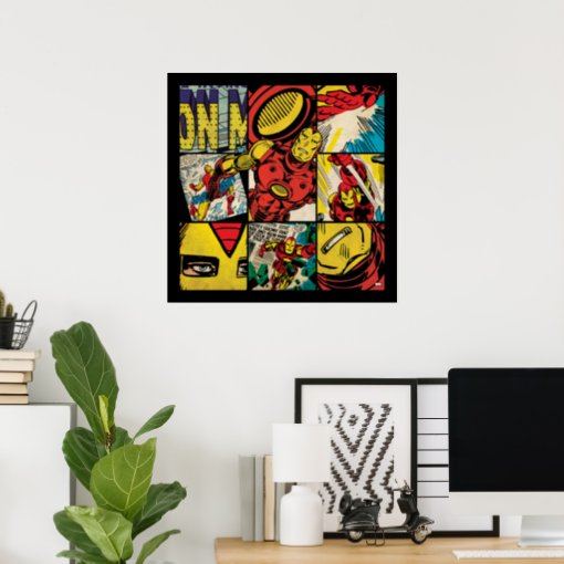 Classic Iron Man Comic Book Pattern Poster | Zazzle