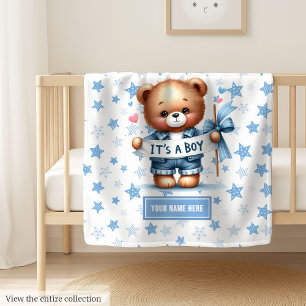 Classic It’s a Boy Blanket for Baby Boy Shower