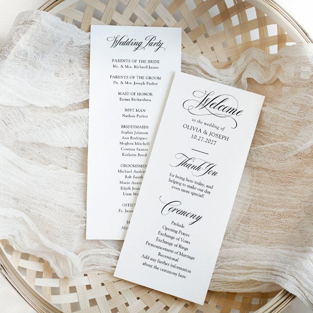 Classic Italian Elegance Black and White | Wedding Program (Creator Uploaded)