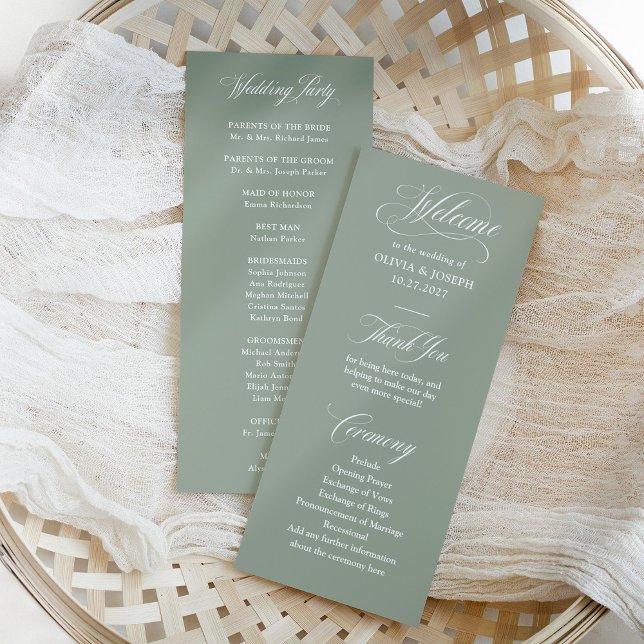 Classic Italian Elegance Sage Green | Wedding Program (Creator Uploaded)