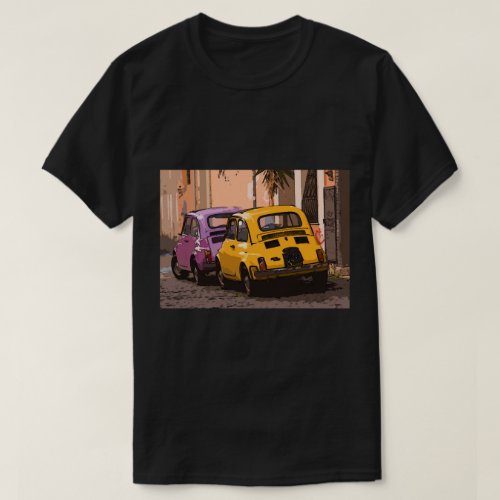 Classic italian Fiat 500 cars in Rome Italy T_Shirt