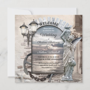 Classic Italian Nautical Photo Wedding Invitation