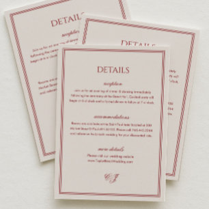 Classic Ivory and Burgundy Wedding Details  Enclosure Card