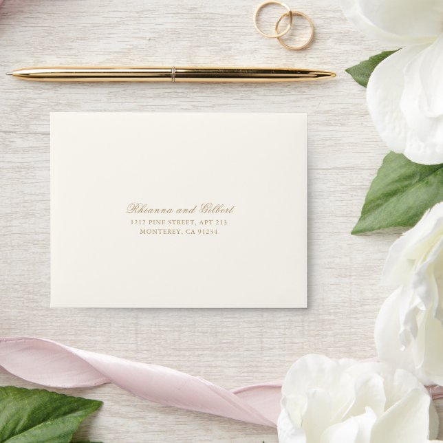 Classic Ivory and Gold Timeless Wedding Envelope (Wedding)