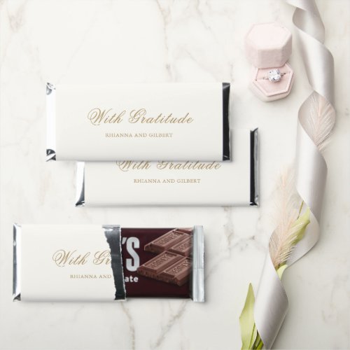 Classic Ivory and Gold Timeless Wedding Hershey Bar Favors