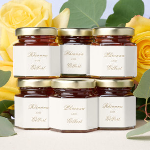 Classic Ivory and Gold Timeless Wedding Honey Jar Favors