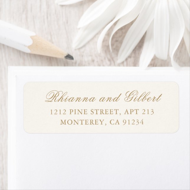 Classic Ivory and Gold Timeless Wedding Label (Insitu)