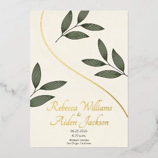 Classic Ivory and Rose Gold Foil Wedding Invitatio Invitation
