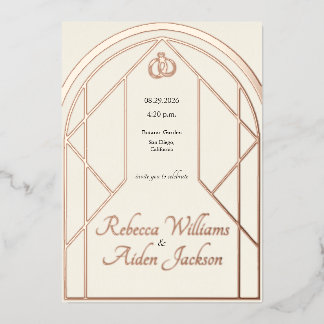 Classic Ivory and Rose Gold Foil Wedding Invitatio Invitation