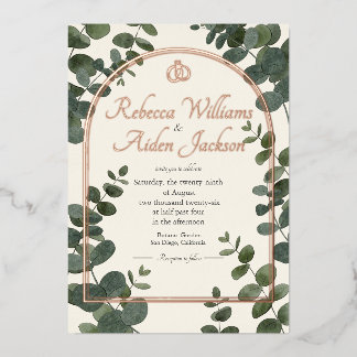 Classic Ivory and Rose Gold Foil Wedding Invitation