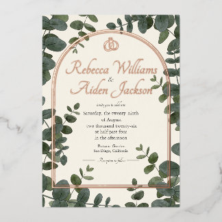 Classic Ivory and Rose Gold Foil Wedding Invitation