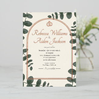 Classic Ivory and Rose Gold Foil Wedding Invitation
