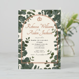 Classic Ivory and Rose Gold Foil Wedding Invitation