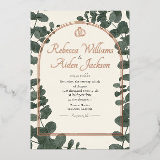 Classic Ivory and Rose Gold Foil Wedding Invitation