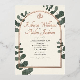 Classic Ivory and Rose Gold Foil Wedding Invitation