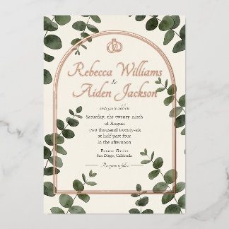 Classic Ivory and Rose Gold Foil Wedding Invitation